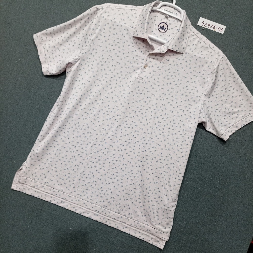 Peter Millar Summer Comfort Golf Cart Polo Shirt Pink Blue Mens L Performance